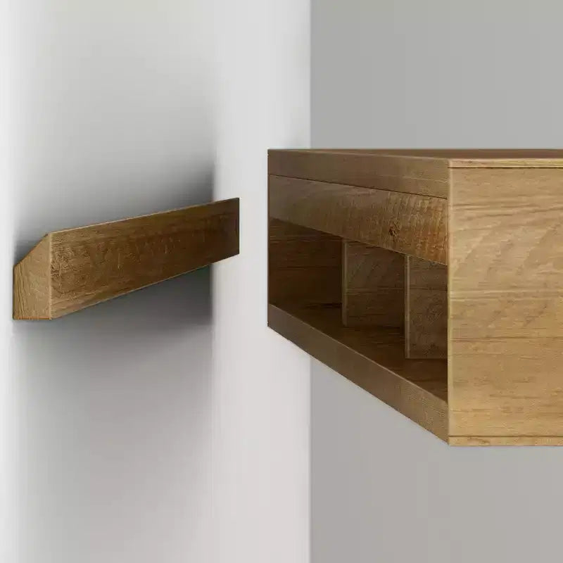 Mensola a parete in pino massiccio effetto legno grezzo/miele, 152 cm, installazione da 1 persona