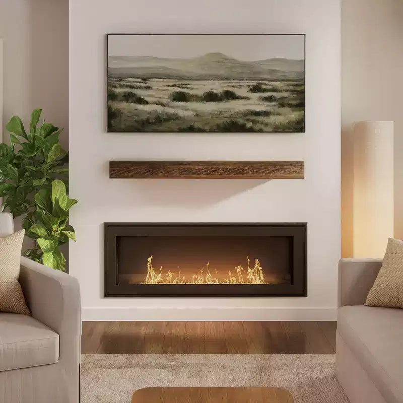 Mensola a parete in pino massiccio effetto legno grezzo/miele, 152 cm, installazione da 1 persona