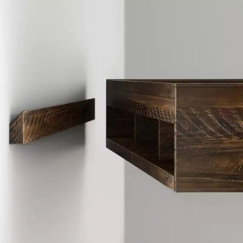 Mensola a parete in pino massiccio effetto legno grezzo/miele, 152 cm, installazione da 1 persona
