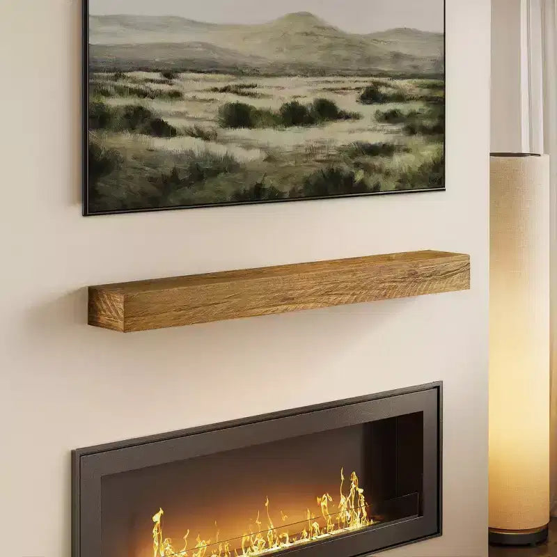 Mensola a parete in pino massiccio effetto legno grezzo/miele, 152 cm, installazione da 1 persona