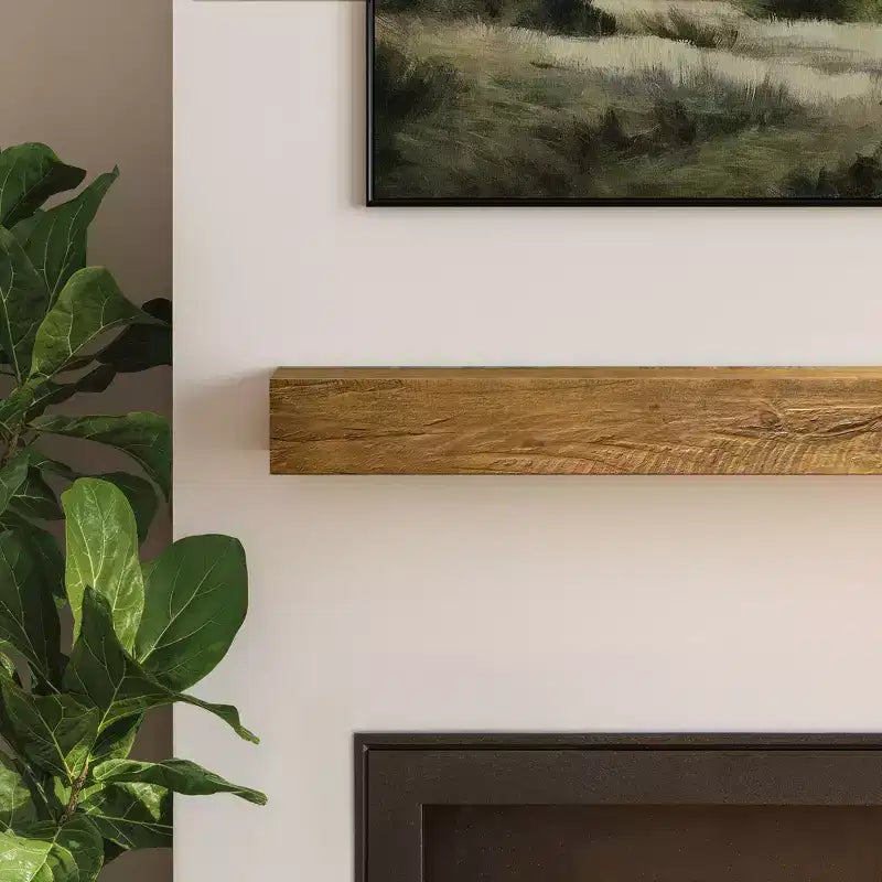 Mensola fluttuante e mensola per camino in legno rustico/miele, 72 pollici, installazione per 1 persona