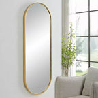 Specchio da parete ovale dorato, 152 cm H x 56 cm L, 1 pannello