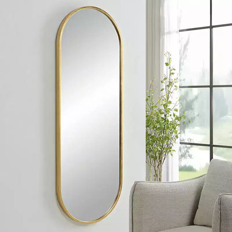 Specchio da parete ovale dorato, 152 cm H x 56 cm L, 1 pannello