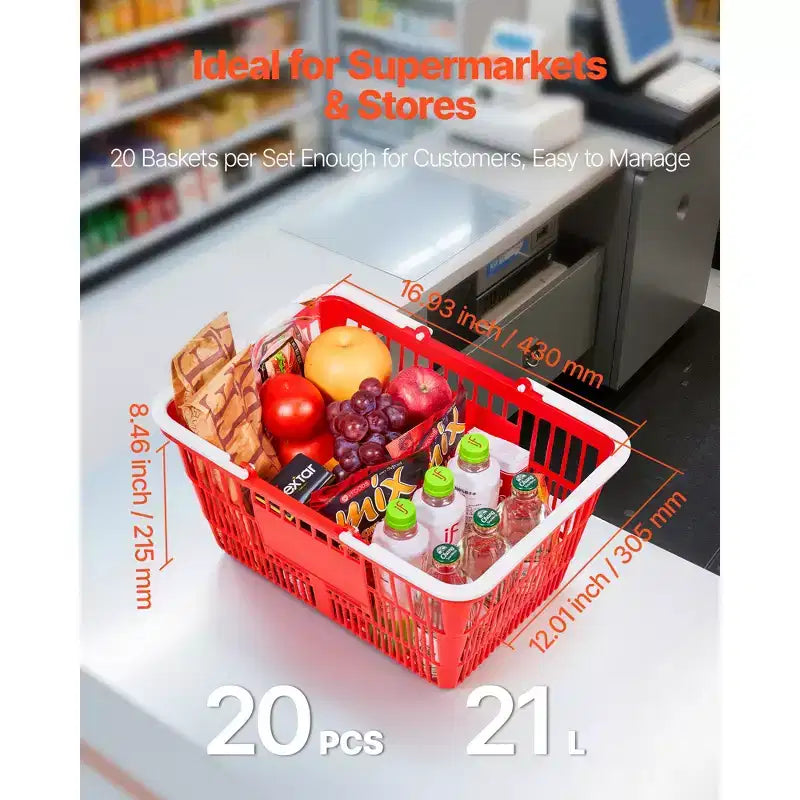 Cesto per la spesa rosso impilabile, set da 20, per 1–2 utenti