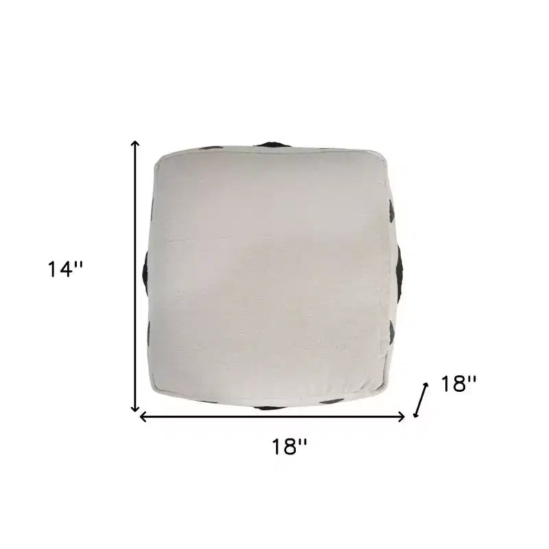 Pouf poggiapiedi quadrato in cotone bianco a motivi geometrici, 1 posto