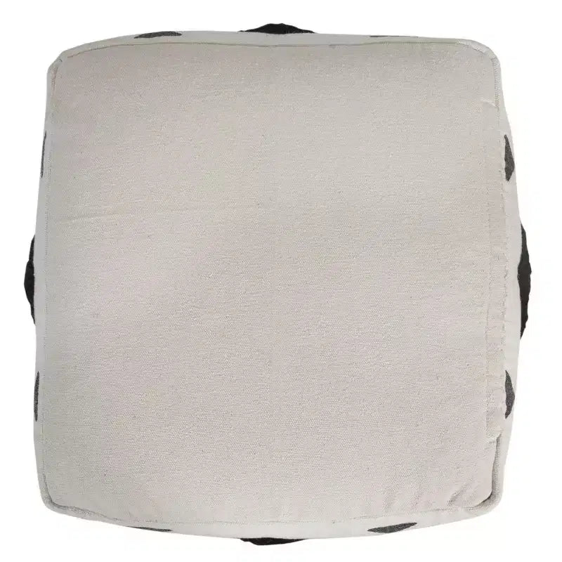 Pouf poggiapiedi quadrato in cotone bianco a motivi geometrici, 1 posto