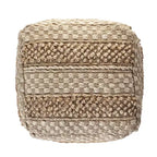 Pouf/Ottoman Quadrato a Righe Beige in Iuta – 1 Posto