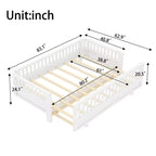 Letto a piattaforma in legno massiccio grigio/bianco con sponde di sicurezza – Singolo / Singolo XL, trasformabile in matrimoniale, per 1–2 utenti