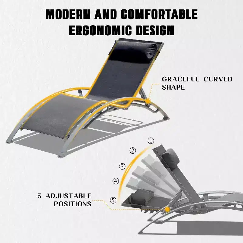 Chaise longue doppia da esterno regolabile blu/grigia, telaio in alluminio