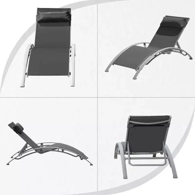 Chaise longue doppia da esterno regolabile blu/grigia, telaio in alluminio