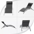 Chaise longue doppia da esterno regolabile blu/grigia, telaio in alluminio
