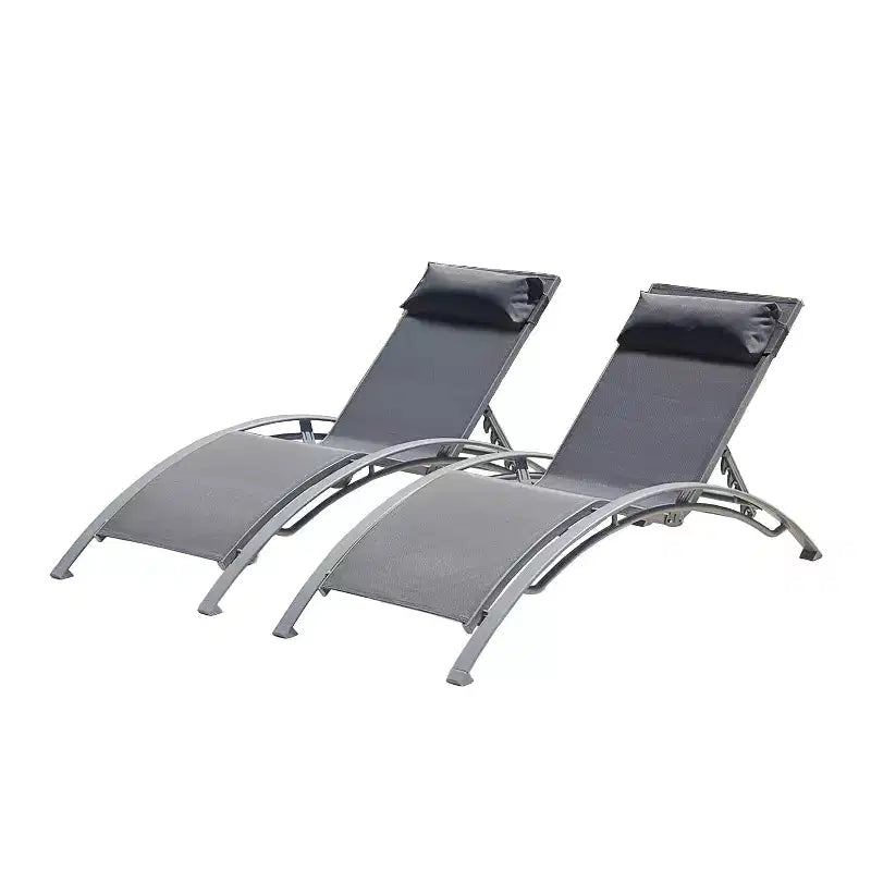 Chaise longue doppia da esterno regolabile blu/grigia, telaio in alluminio