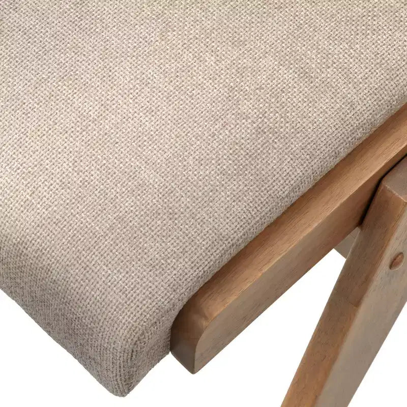 Sedia da pranzo senza braccioli di metà secolo, in rovere chiaro/beige, set da 2